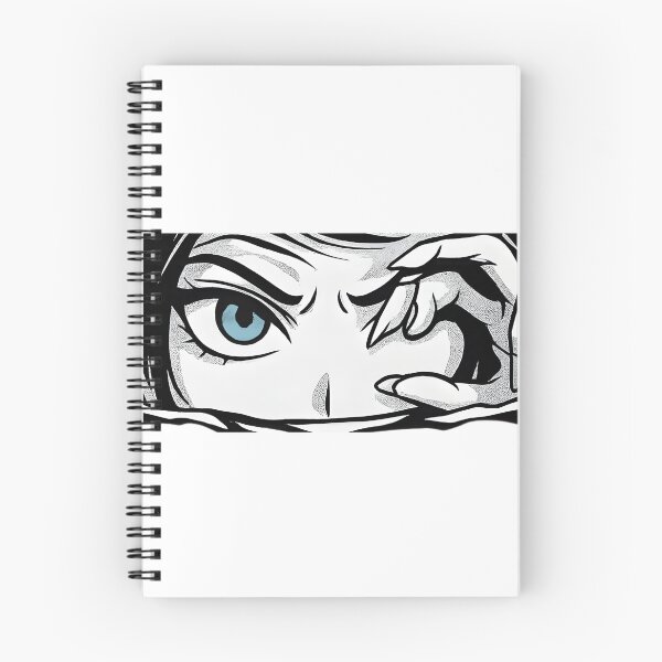 Item preview, Blue-Eyed Manga Girl Peeking with Sharp Focus designed and sold by DariaOltes.
