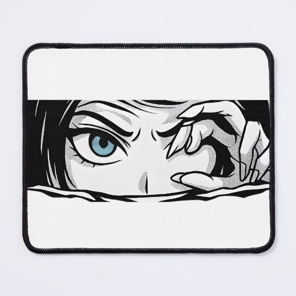 Item preview, Blue-Eyed Manga Girl Peeking with Sharp Focus designed and sold by DariaOltes.