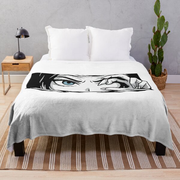 Item preview, Blue-Eyed Manga Girl Peeking with Sharp Focus designed and sold by DariaOltes.