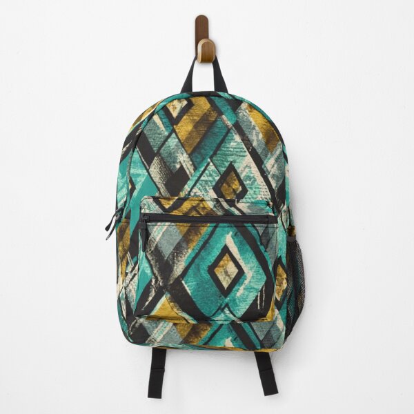 Item preview, Solid print pattern, black aqua turquoise diamond-shaped print, elegant print, bright colorful, ultra-realistic and highly detailed high-quality image designed and sold by gulka8.