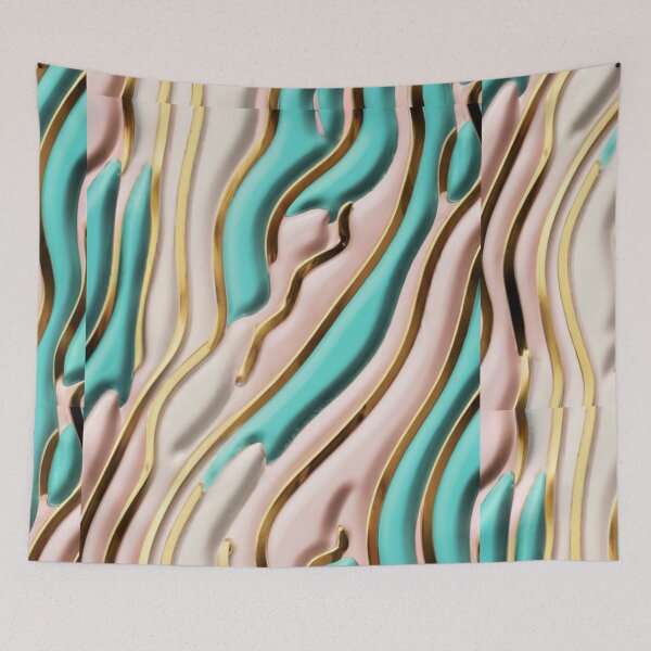 Item preview, seamless pattern, white background, on gold metallic liquid on pink and white turquoise apricot, style, design, elegant colors designed and sold by gulka8.