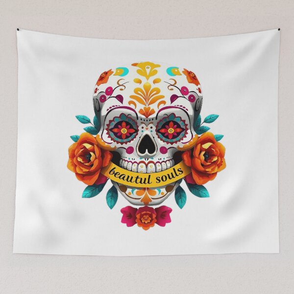 Item preview, Beautiful Souls Sugar Skull Rose Banner Art designed and sold by DrawDrip.