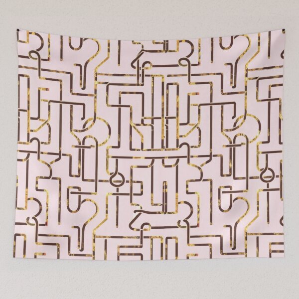 Item preview, seamless pattern white background on gold lines on pink white yellow apricot mint lines, aquares style, design, elegant colors, designed and sold by gulka8.