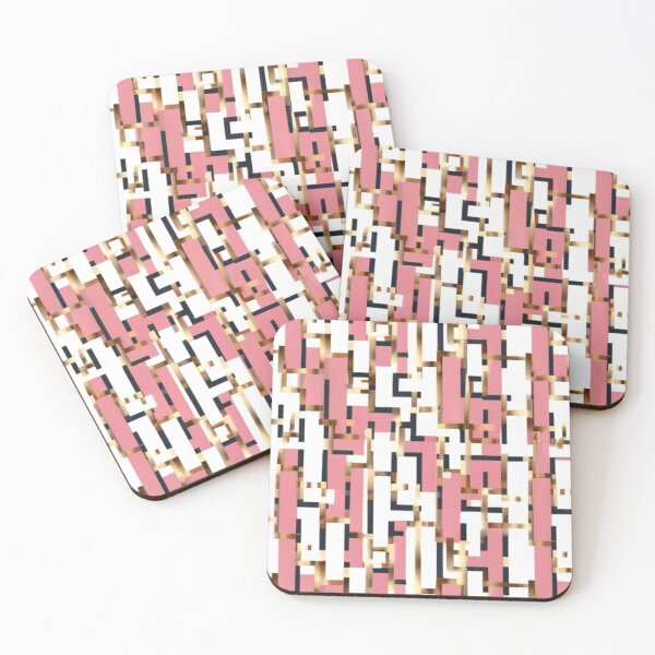 Item preview, seamless pattern white background on gold lines on pink white yellow apricot mint lines, aquares style, design, elegant colors, designed and sold by gulka8.