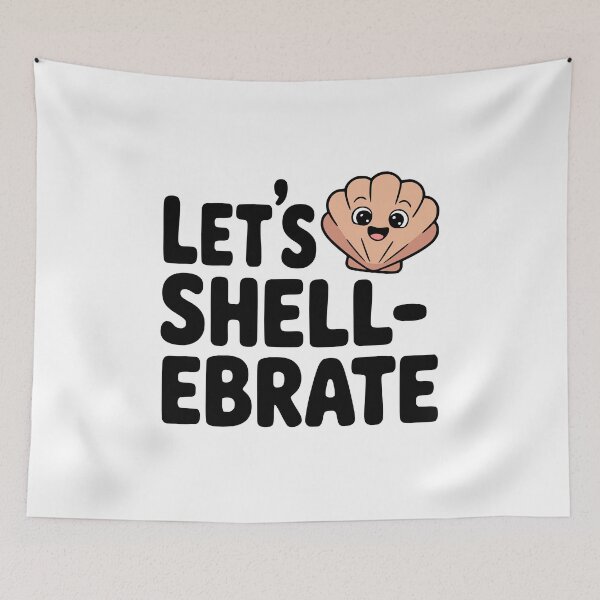 Item preview, Let's Shellebrate! Cute Seashell Pun designed and sold by PMCreative.