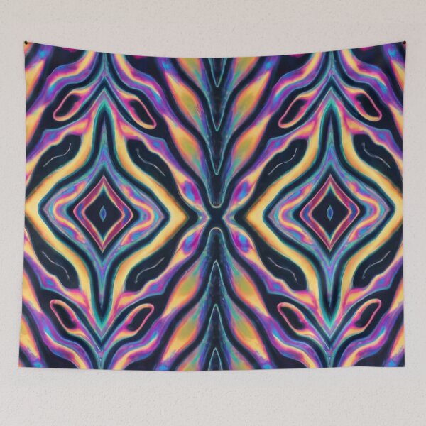 Artikelvorschau, Solides Muster mit mehrfarbigem Neon-Abstraktdruck mit schwarzem Hintergrund INTENSIV 100 % elegant, raffiniert und hell mit holografischem 3D-Effekt-Stil, entworfen und verkauft von gulka8.