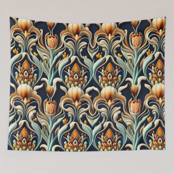 Item preview, Seamless, vivid, elegant pattern for textile applications, fabric graphics, floral style, beautiful illustration, vivid colors, black background designed and sold by gulka8.