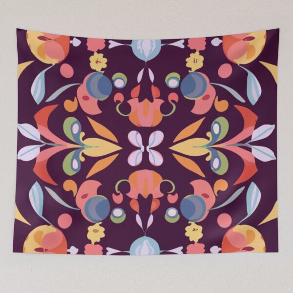 Item preview, Seamless, vivid, elegant pattern for textile applications, fabric graphics, floral style, beautiful illustration, vivid colors, black background designed and sold by gulka8.