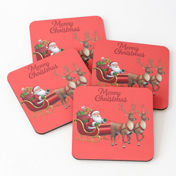 Item preview, Merry Christmas Santa in Sleigh with Reindeer | Festive Holiday Digital Art Illustration designed and sold by PixelVibe782.