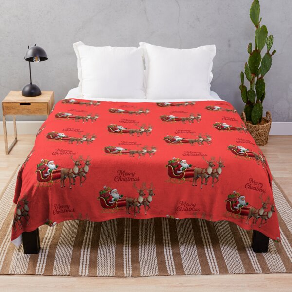 Item preview, Merry Christmas Santa in Sleigh with Reindeer | Festive Holiday Digital Art Illustration designed and sold by PixelVibe782.