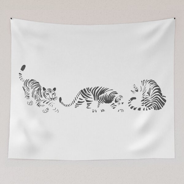 Item preview, An illustration of three black and white tigers designed and sold by Hillary Holt.