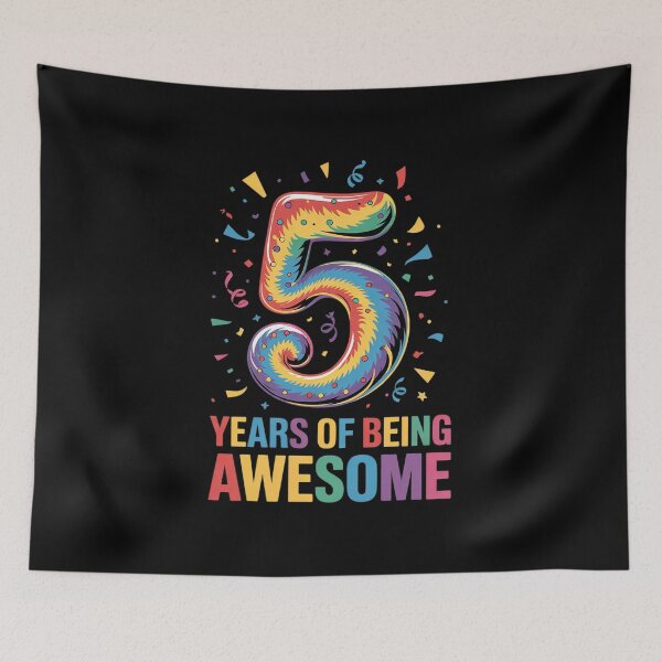 Item preview, Colorful Tie Dye 5 Years Of Being Awesome 5th Birthday  designed and sold by lilLilaBatArt.