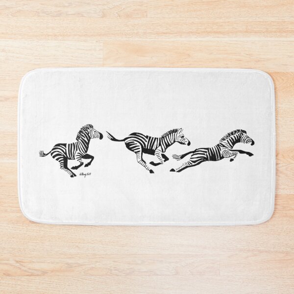 Item preview, An illustration of three cute funny black and white stampeding zebras animal lover gift tee designed and sold by Hillary Holt.