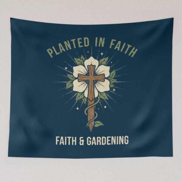 Item preview, Planted In Faith Christian Gardening Design - Botanical Cross Nature Art designed and sold by Syrupulse.