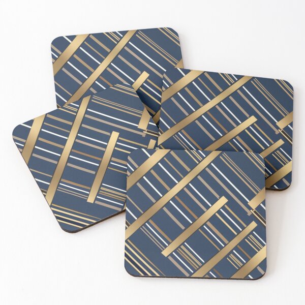 Artikelvorschau, Nahtloses, elegantes marineblaues Hintergrundmuster mit schwarzen und metallisch-goldenen Farblinien, Brett mit horizontalen und vertikalen Quadraten, elegantes und raffiniertes Luxus-Textilmodemuster entworfen und verkauft von gulka8.