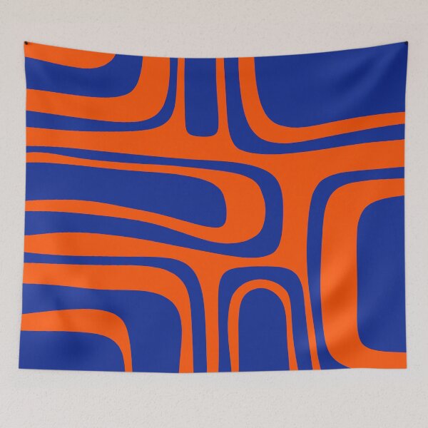 Item preview, Palm Springs Retro Mid Century Modern Abstract Pattern in Bright Blue and Orange designed and sold by kierkegaard.