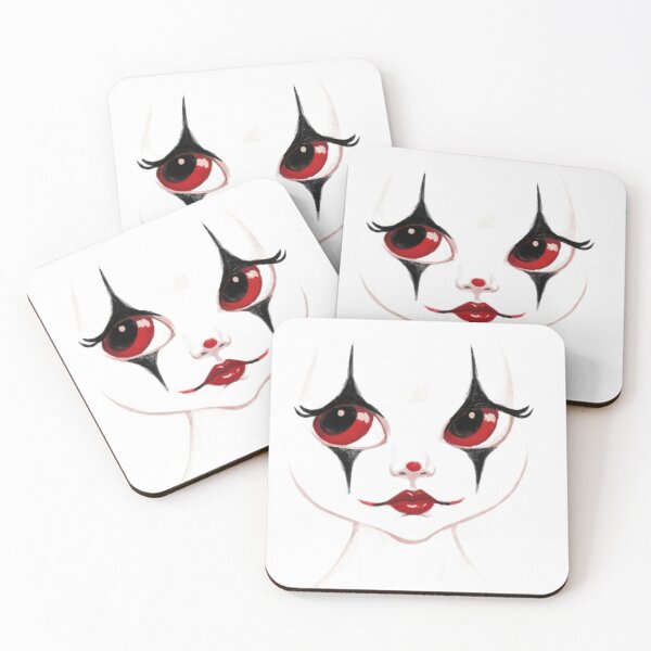 Item preview, A cute harlequin face fading into a white background. The palette is limited to white, black and red. Volumetric. Exquisite details., illustration, painting, 3D rendering, photography, fashion designed and sold by gulka8.