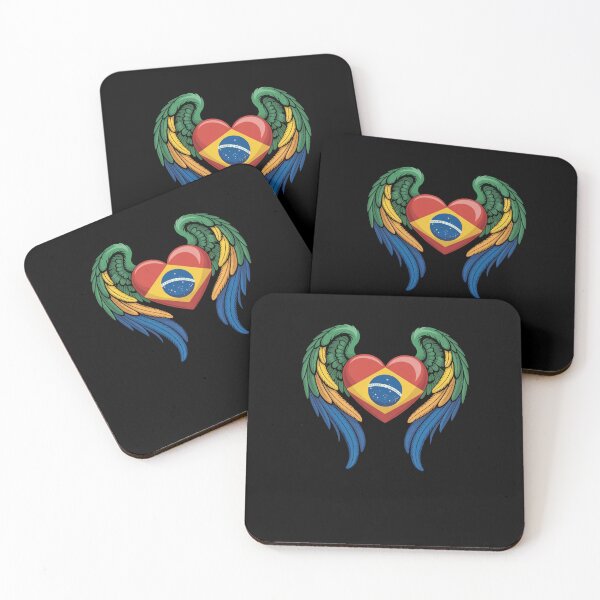 Item preview, Brazil Flag Heart with Angel Wings National Pride designed and sold by snowry.