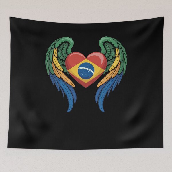 Item preview, Brazil Flag Heart with Angel Wings National Pride designed and sold by snowry.