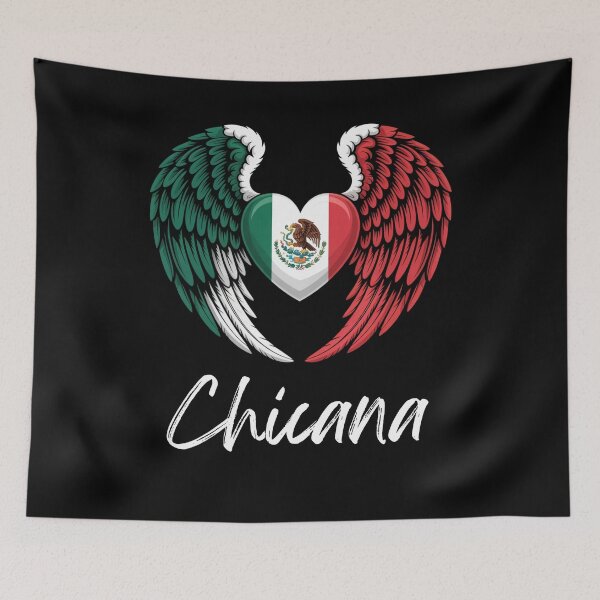 Item preview, Chicana Mexican Flag Heart with Angel Wings designed and sold by snowry.