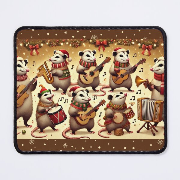 Item preview, Christmas opossum band in holiday outfits designed and sold by Meandmyshop.