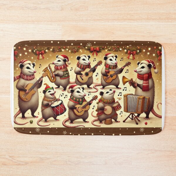 Item preview, Christmas opossum band in holiday outfits designed and sold by Meandmyshop.