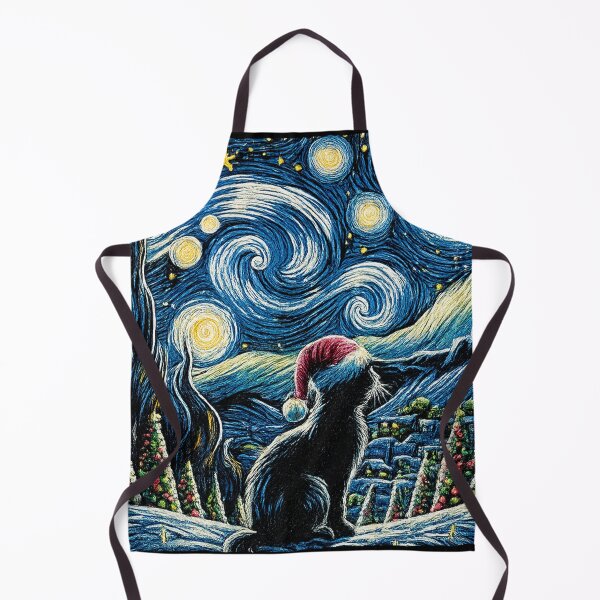 Item preview, Starry Night Festive Christmas Black Cat Santa Hat  designed and sold by will freed18.