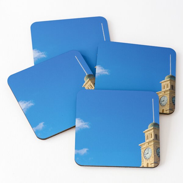 Item preview, Historic Clock Tower Against a Clear Blue Sky with Sparse Clouds designed and sold by Nmallia.