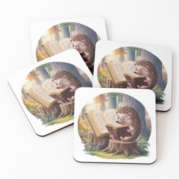 Item preview, Hedgehog Reading Books in the Forest | Book Lovers designed and sold by UniqueCharms.
