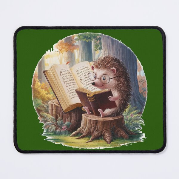 Item preview, Hedgehog Reading Books in the Forest | Book Lovers designed and sold by UniqueCharms.