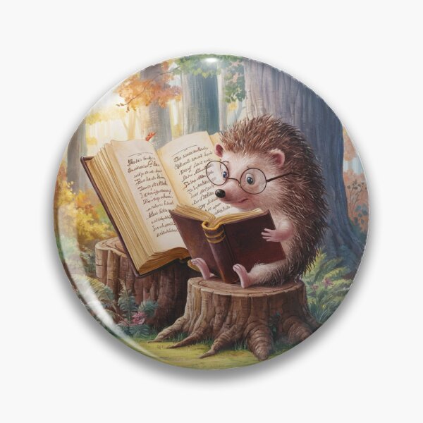 Artikelvorschau, Igel liest Bücher im Wald | Buchliebhaber entworfen und verkauft von UniqueCharms.