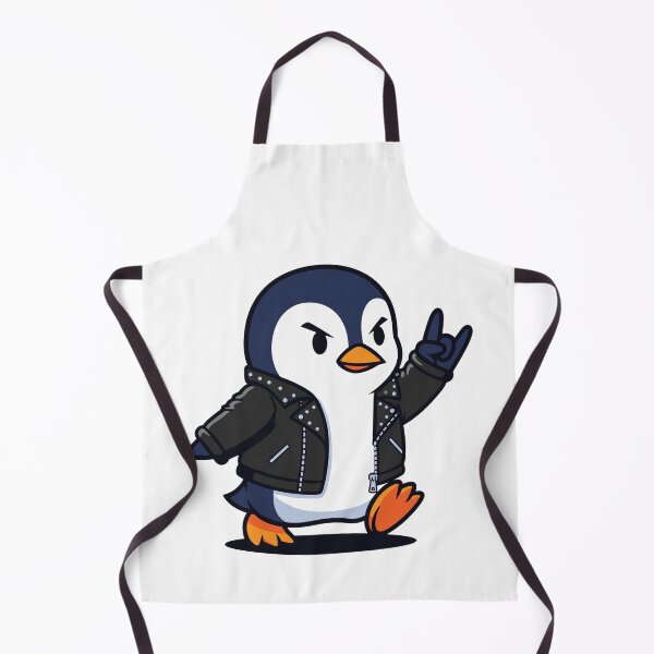 Item preview, Rocker Penguin in Leather Jacket Giving Devil Horns designed and sold by RGShirtWorks.
