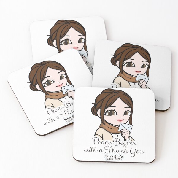 Item preview, Peaceful Kawaii "Peace Begins with a Thank You" Design – Soft Girl Aesthetic & Grateful Mindfulness Art designed and sold by P-L-Sardines.