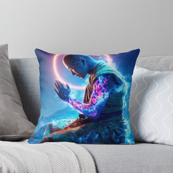 Item preview, Neon Monk of Inner Fire – Surreal Enlightenment Portrait designed and sold by VisionaryVeils.