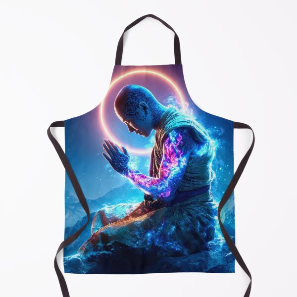 Item preview, Neon Monk of Inner Fire – Surreal Enlightenment Portrait designed and sold by VisionaryVeils.