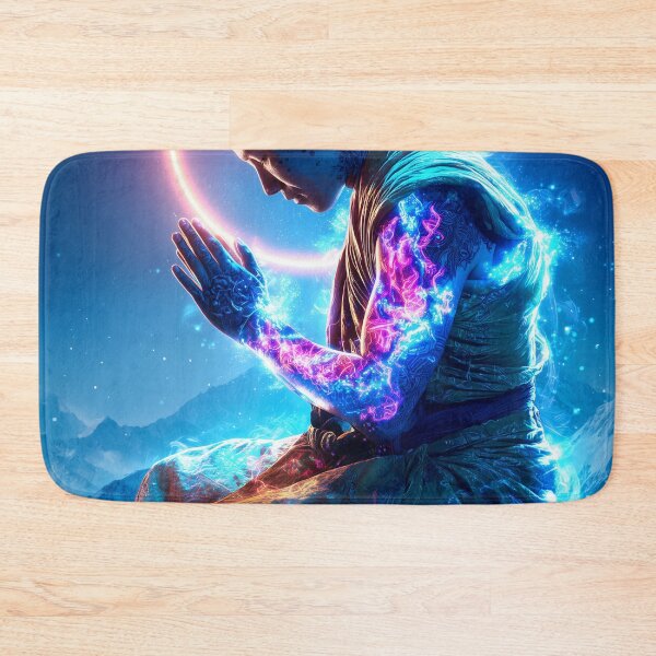 Item preview, Neon Monk of Inner Fire – Surreal Enlightenment Portrait designed and sold by VisionaryVeils.