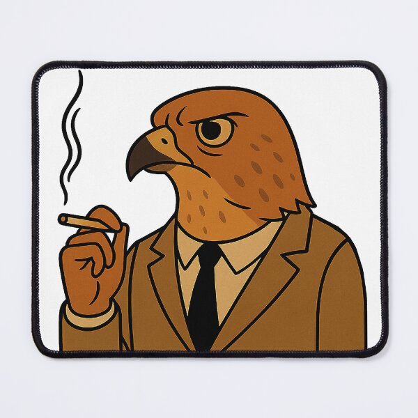 Item preview, Smoking Hawk in Suit – Cool Retro Cartoon Bird Character designed and sold by SprineO.