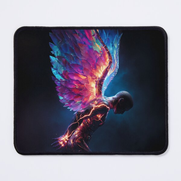 Item preview, Fractured Ascension – Neon Angel with Cracked Wings of Light designed and sold by VisionaryVeils.