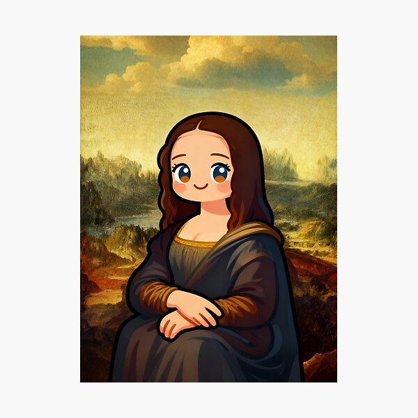 Item preview, Cartoon Mona Lisa Digital Art Print - Cute Renaissance Revival for Modern Decor designed and sold by Chibi Masterpieces.