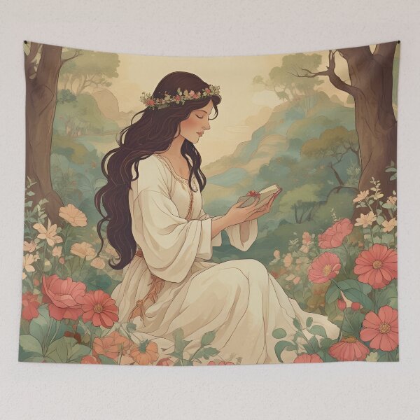 Item preview, Peaceful Reading in a Blossom-Filled Forest designed and sold by Help De Helpers.