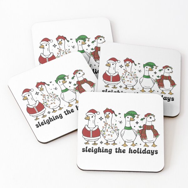 Item preview, Sleighing the Holidays | Funny Christmas Geese Illustration designed and sold by EverlaPrints.