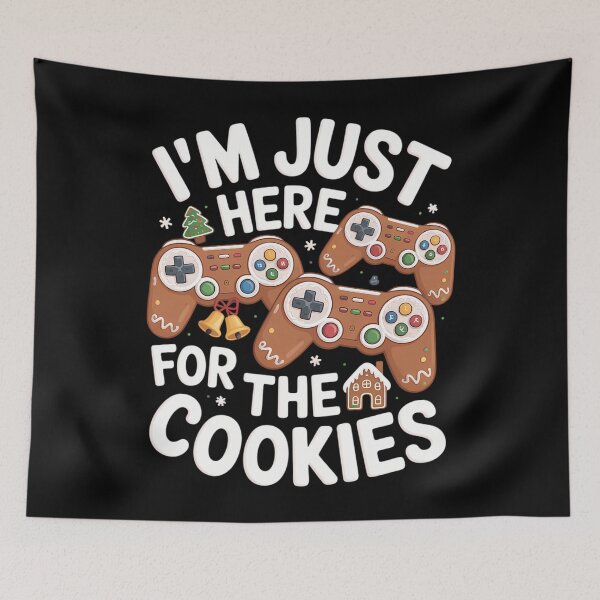 Item preview, I_m Just Here For The Cookies Video Game Gingerbread Xmas designed and sold by LunaCrazeArt.