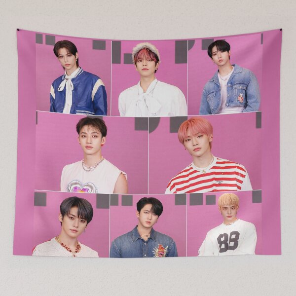 Item preview, Stray Kids pink world tour merch t-shirt 5 Star comeback poster kpop boy group bang chan lee know changbin hyunjin han felix seungmin jeongin designed and sold by Kpop-Noona.