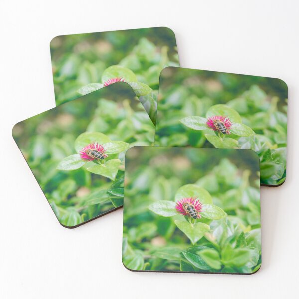 Item preview, Bee Pollinating Vibrant Magenta Flower - Lush Green Garden Macro designed and sold by MDB_Shop.