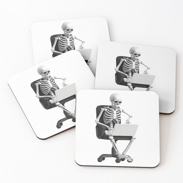 Item preview, Skeleton Character Working on Laptop in Office Chair designed and sold by natalielaf.
