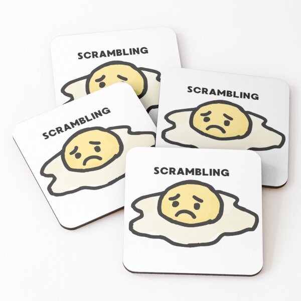 Item preview, “Scrambling” – Sad Egg Doodle (He’s Trying His Best) designed and sold by MartynaMakes.