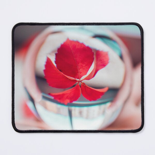 Item preview, Red Leaf in Lensball Refraction - Crystal Ball Nature Art designed and sold by MDB_Shop.