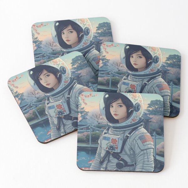 Item preview, Astronaut Female Explorer in a Japanese Zen Garden at Dawn designed and sold by MoonlitDoodles1.