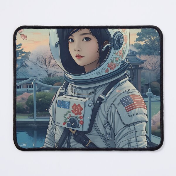 Item preview, Astronaut Female Explorer in a Japanese Zen Garden at Dawn designed and sold by MoonlitDoodles1.