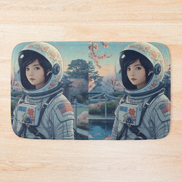 Item preview, Astronaut Female Explorer in a Japanese Zen Garden at Dawn designed and sold by MoonlitDoodles1.